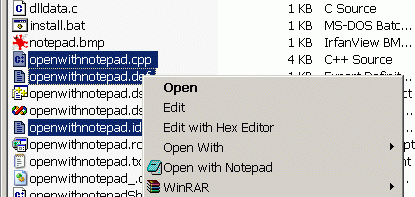 open with notepad